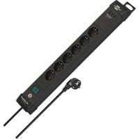 Brennenstuhl Premium-Line Steckdosenleiste 6-fach mit 2xUSB-C PD, 1xUSB-A schwarz, 3 Meter Kabel, mit Sicherheitsschalter