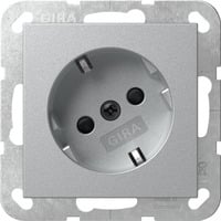 Gira Schutzkontaktsteckdose mit um 30 Grad gedrehtem Einsatz und erhöhtem Berührungsschutz aluminium, Retail