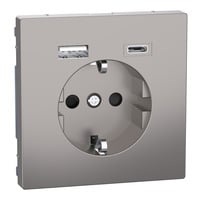Merten Schutzkontakt Steckdose mit USB Ladegerät, Typ MEG2367-6050, Unterputz, 16 Ampere, 250 Volt nickel, Retail