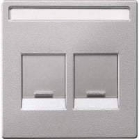 Merten Zentralplatte zweifach mit Beschriftungsfeld für Modular Jack Steckverbinder aluminium, Retail