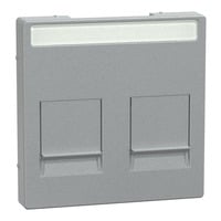Merten Zentralplatte zweifach mit Beschriftungsfeld für Modular Jack Steckverbinder aluminium, Retail