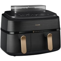 Philips Doppel-Heißluftfritteuse Steam Airfryer Dual Basket edelstahl (dunkel)/gold, 2750 Watt, 2 Körbe 6 Liter + 3 Liter