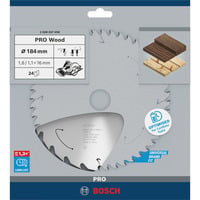 Bosch Professional PRO Wood cordless Kreissägeblatt, Ø 184mm, 24Z Bohrung 16mm, für Akku-Handkreissägen