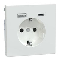 Merten Schutzkontakt Steckdose mit USB Ladegerät Typ MEG2367-6035, Unterputz, 16 Ampere, 250 Volt weiß (glänzend), Retail