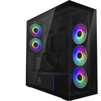 ARCTIC Xtender VG Mirrow Black Design, Tower-Gehäuse schwarz, Tempered Glass x 2 (verspiegelt)