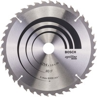Bosch Kreissägeblatt Optiline Wood, Ø 254mm, 40Z Bohrung 30mm, für Kapp- & Gehrungssägen