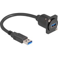 DeLOCK D-Typ USB 3.2 Gen 1 Kabel, USB-A Stecker > USB-A Buchse schwarz, 20cm