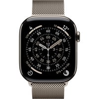 Apple Watch Series 11, Smartwatch Titan Natur, Titangehäuse, 46 mm, Milanaise Armband natur S/M, Cellular