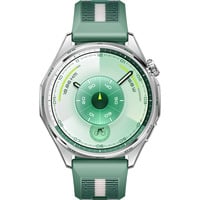 Huawei Watch GT 6 46mm (Atum-B19W), Smartwatch silber, grünes Nylonarmband