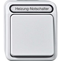 Merten Heizungs-Notschalter, zweipolig, beleuchtet, Aufputz, Schutzart IP44, 10 Ampere hellgrau, Retail