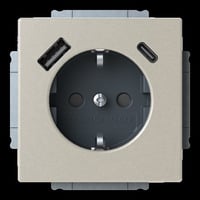 Busch-Jaeger Schutzkontaktsteckdose mit USB-A und USB-C Anschluss edelstahl, Retail