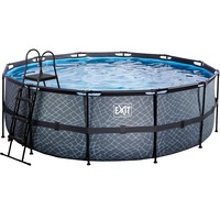 Exit Toys Stone Pool, Frame Pool Ø 427x122cm, Schwimmbad grau, mit Sandfilteranlage