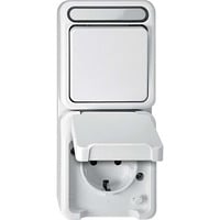 Merten Steckdosenkombination mit Schutzkontaktsteckdose 16 Ampere und Wechselschalter 10 Ampere weiß (matt), Retail