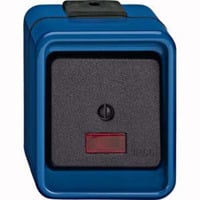 Merten Wipptaster Wechsel 1-polig mit Beleuchtung, Aufputz, 250 Volt, 10 Ampere blau, Retail