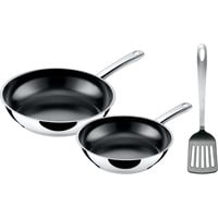 Silit Talis Pfannenset mit Pfannenwender, 20 & 24 cm, Pfannen-Set edelstahl/schwarz