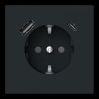 Busch-Jaeger Schutzkontaktsteckdose mit USB Typ A und USB Typ C Anschlüssen schwarz, Retail