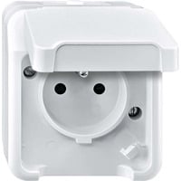 Merten Steckdosen-Einsatz Schutzkontaktstift mit Klappdeckel, Aufputz, IP44, 16 Ampere, 250 Volt hellgrau, Retail