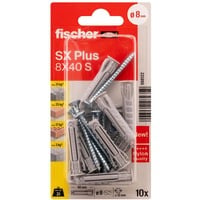 fischer Dübel SX Plus 8x40 S K hellgrau, 10 Stück, mit Schraube