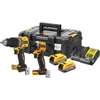 DEWALT POWERSTACK Akku-Kombo-Pack DCK2050E2T, 18Volt, mit Schlagschrauber, Bohrschrauber gelb/schwarz, 2x POWERSTACK Li-Ion-Akku 1,7 Ah, in T STAK Box II