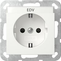 Gira Schutzkontaktsteckdose Typ F 16 Ampere 250 Volt mit Beschriftungsfeld und erhöhtem Berührungsschutz weiß, Retail