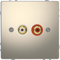 Merten Steckdose mit zwei Cinch-Steckbuchsen für Audio Anschluss grau, Retail