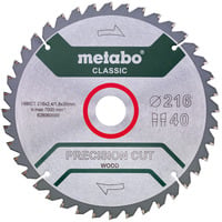 Metabo Kreissägeblatt "precision cut wood - classic", 216x30, Z40 WZ 5°neg. für halbstationäre Kreissägen