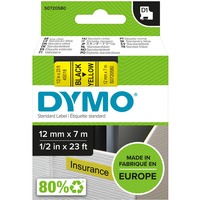 Dymo D1 ORIGINAL Schriftband, schwarz auf gelb, 12mm x 7m S0720580