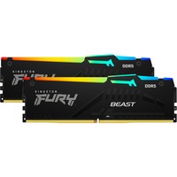 Kingston FURY DIMM 32 GB DDR5-6000 (2x 16 GB) Dual-Kit, Arbeitsspeicher schwarz, KF560C36BBEAK2-32, FURY Beast RGB, INTEL XMP, AMD EXPO