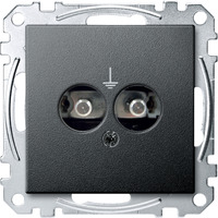 Merten Steckdosen Einsatz mit zwei einpoligen Einbausteckern nach DIN 42801 anthrazit, Retail