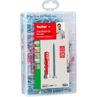 fischer Meister-Box DUOPOWER + Schrauben, Dübel hellgrau/rot, 160-teilig