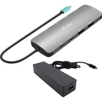 i-tec USB-C Metal Nano 2x HDMI Docking Station, Notebook HDMI, USB-C, PD, mit Ladegerät