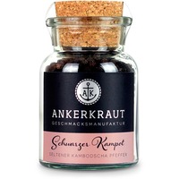 Schwarzer Kampot Pfeffer, Gewürz ganz, 80 g, Korkenglas Typ: Gewürz Inhalt: 80 g Form: Glas