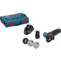 Bosch Professional Akku-Winkelschleifer GWS 12V-76 Professional, 12Volt blau/schwarz, 2x Li-Ionen Akku 3,0Ah, in L-BOXX