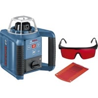 Bosch Professional Rotationslaser GRL 300 HV Professional blau/schwarz, rote Laserlinie und Lotpunkt, mit Halterung, Baustativ, Laser-Empfänger, im Koffer