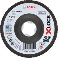 Bosch X-LOCK Fächerscheibe X571 Best for Metal, Ø 115mm, K120, Schleifscheibe Bohrung 22,23mm, abgewinkelt