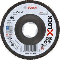 Bosch X-LOCK Fächerscheibe X571 Best for Metal, Ø 115mm, K60, Schleifscheibe Bohrung 22,23mm, abgewinkelt