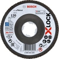 Bosch X-LOCK Fächerscheibe X571 Best for Metal, Ø 125mm, K120, Schleifscheibe Bohrung 22,23mm, abgewinkelt