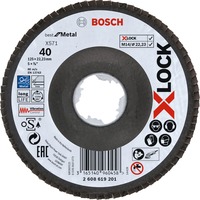 Bosch X-LOCK Fächerscheibe X571 Best for Metal, Ø 125mm, K40, Schleifscheibe Bohrung 22,23mm, abgewinkelt