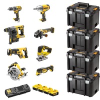 DEWALT Akku-Kombopack DCK865P4T, 18Volt, Schlagbohrschrauber gelb/schwarz, 8 Akku-Maschinen, 4x Li-Ionen XR Akku 5,0Ah