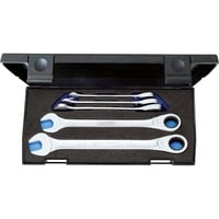 GEDORE Satz Maulschlüssel mit Ringratsche, 5-teilig, Schraubenschlüssel im Kunststoffkasten