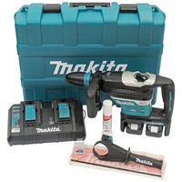 Makita Akku-Kombihammer DHR400PG2U, SDS-max, 36Volt (2x18V), Bohrhammer blau/schwarz, 2x Li-Ionen Akku 6,0Ah, Funk-Adapter