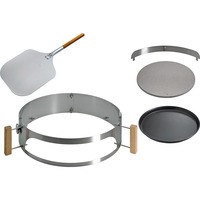 Moesta Smokin' PizzaRing Komplett-Set, für 57cm Kugelgrill, Pizzastein silber