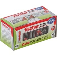 fischer Dübel DUOPOWER 5x25 LD hellgrau/rot, 100 Stück