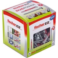 fischer Dübel DUOPOWER 6x50 S PH LD hellgrau/rot, 50 Stück, mit Schraube