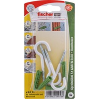 fischer Spreizdübel SX GREEN 6x30 RH N K grün, 4 Stück, mit Rundhaken (nylonbeschichtet, weiß)