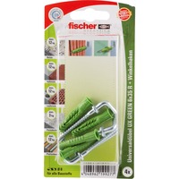 fischer Universaldübel UX GREEN 6x35 R WH K grün, 4 Stück, mit Winkelhaken