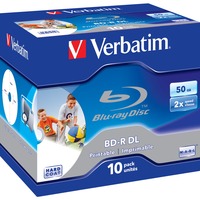 Verbatim BD-R 50 GB, Blu-ray-Rohlinge 6fach, 10 Stück, bedruckbar, Retail