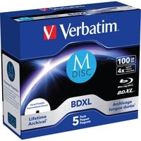 Verbatim BD-R M-Disc 100 GB, Blu-ray-Rohlinge 4-fach, 5 Stück