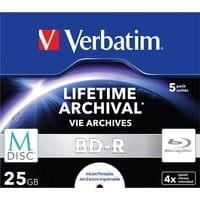 Verbatim BD-R M-Disc 25GB, Blu-ray-Rohlinge 4fach, 5 Stück, bedruckbar