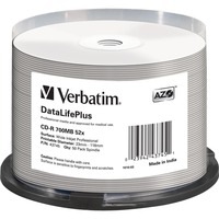 Verbatim CD-R 700 MB, CD-Rohlinge 52fach, 50 Stück, bedruckbar